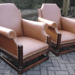 Two brown chairs
