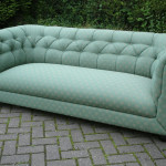 Green patterned sofa