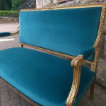 Blue chair with gold frame