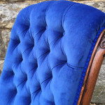 Close up of blue chair