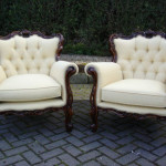 Two cream chairs