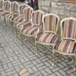 Set of stripe patterned chairs