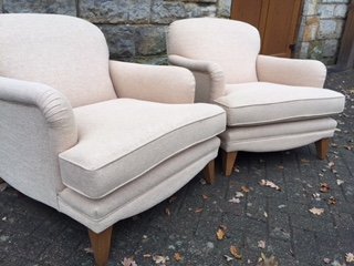 Two cream chairs