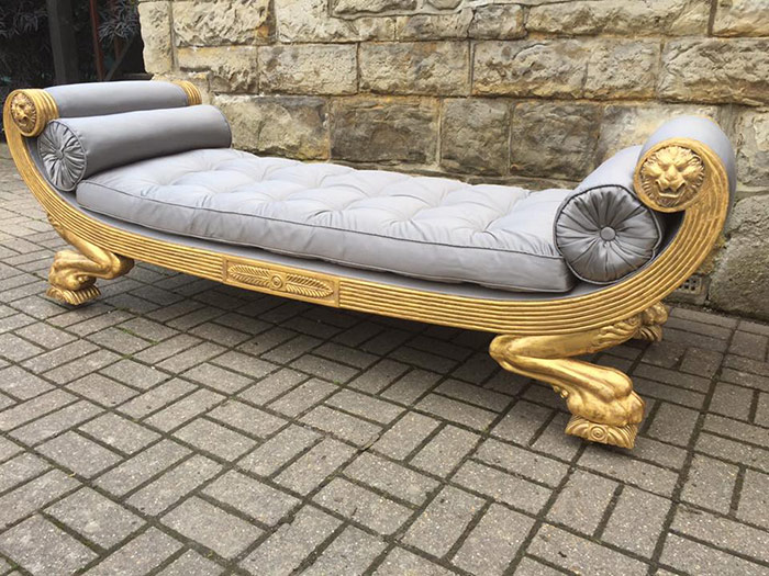 Gold and grey chaise lounge